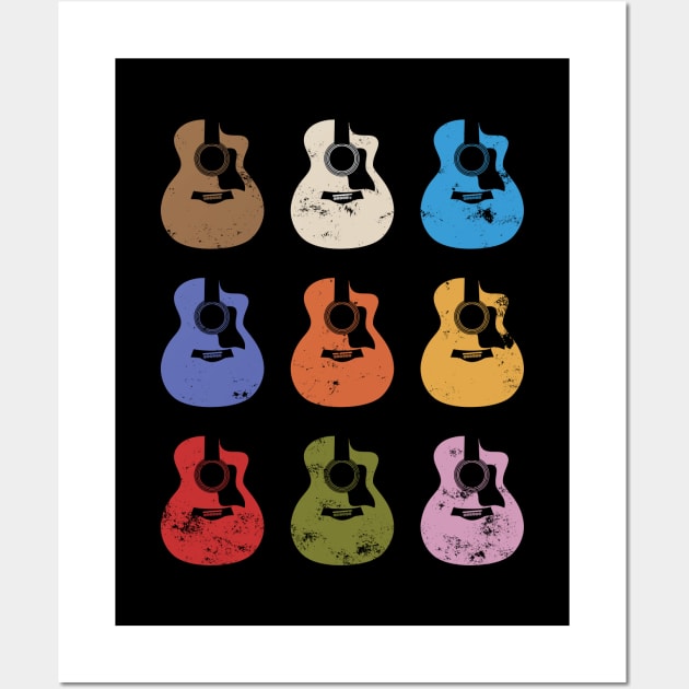 Acoustic Guitar Bodies Colorful Theme Wall Art by nightsworthy